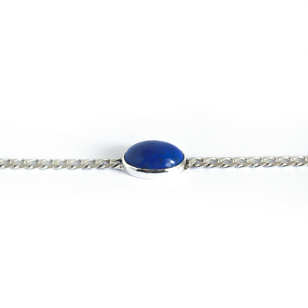 Lapis Lazuli  Flat Curb Chain Bracelet