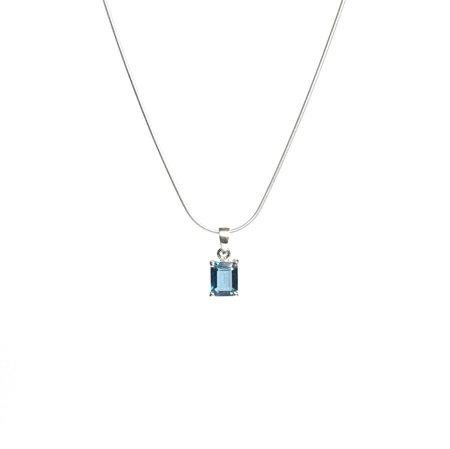 Emerald -Cut London Blue Topaz Pendant for Women