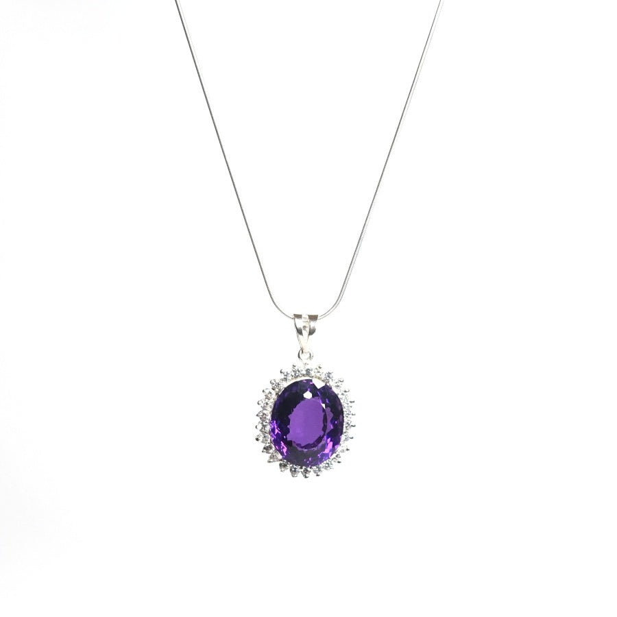 Dazzling Amethyst and Cubic Zirconia Pendant for Women