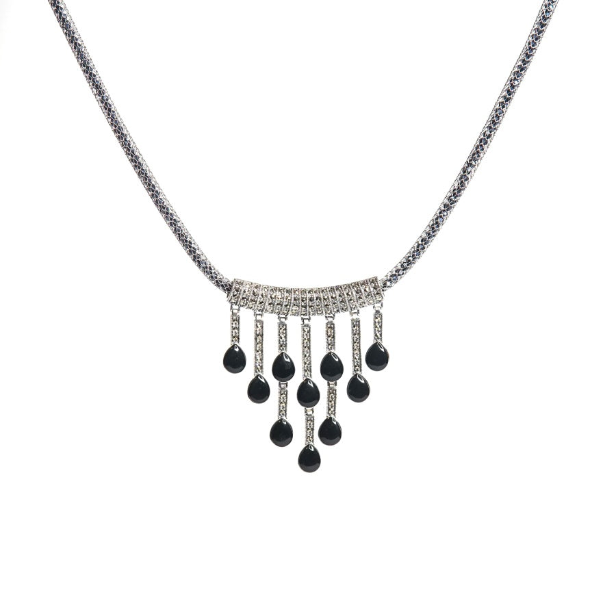 Women's Chandelier Black Onyx and Marcasite Pendant