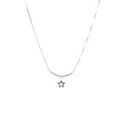 Silver Curved Bar with star Hanging Women's Necklace